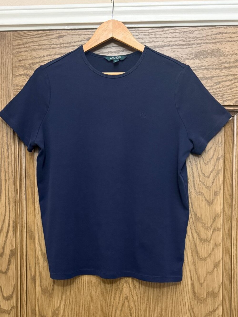 Lauren Ralph Lauren Blue Short Sleeve Cotton Knit Top Womens 1X